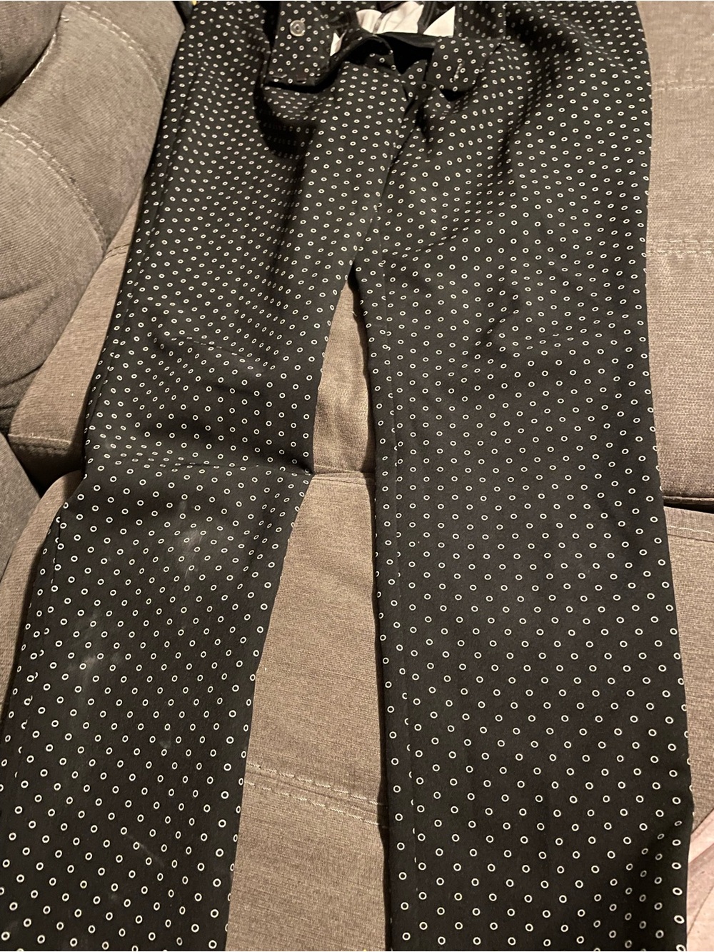 Ann Taylor Black Pants with White Micro Dot Pattern
